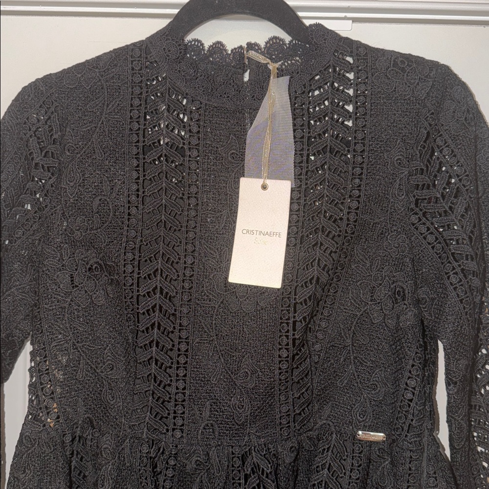 Cristinaeffe Suite Eyelet Black Lace INGRID Dress EU Size 42 - NWT